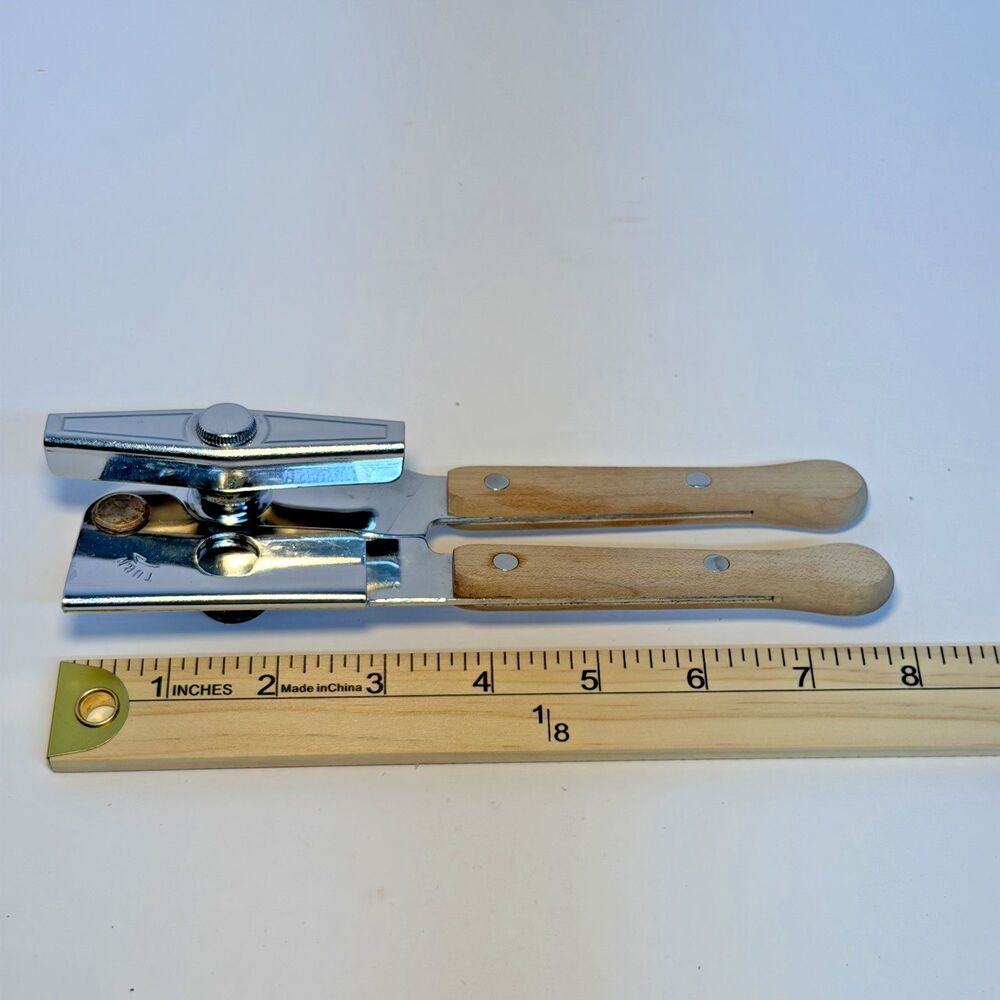 Swing-A-Way Manual Can Opener Vintage 80’s Hard To Find Wood Handles Heavy Duty - Picture 12 of 12